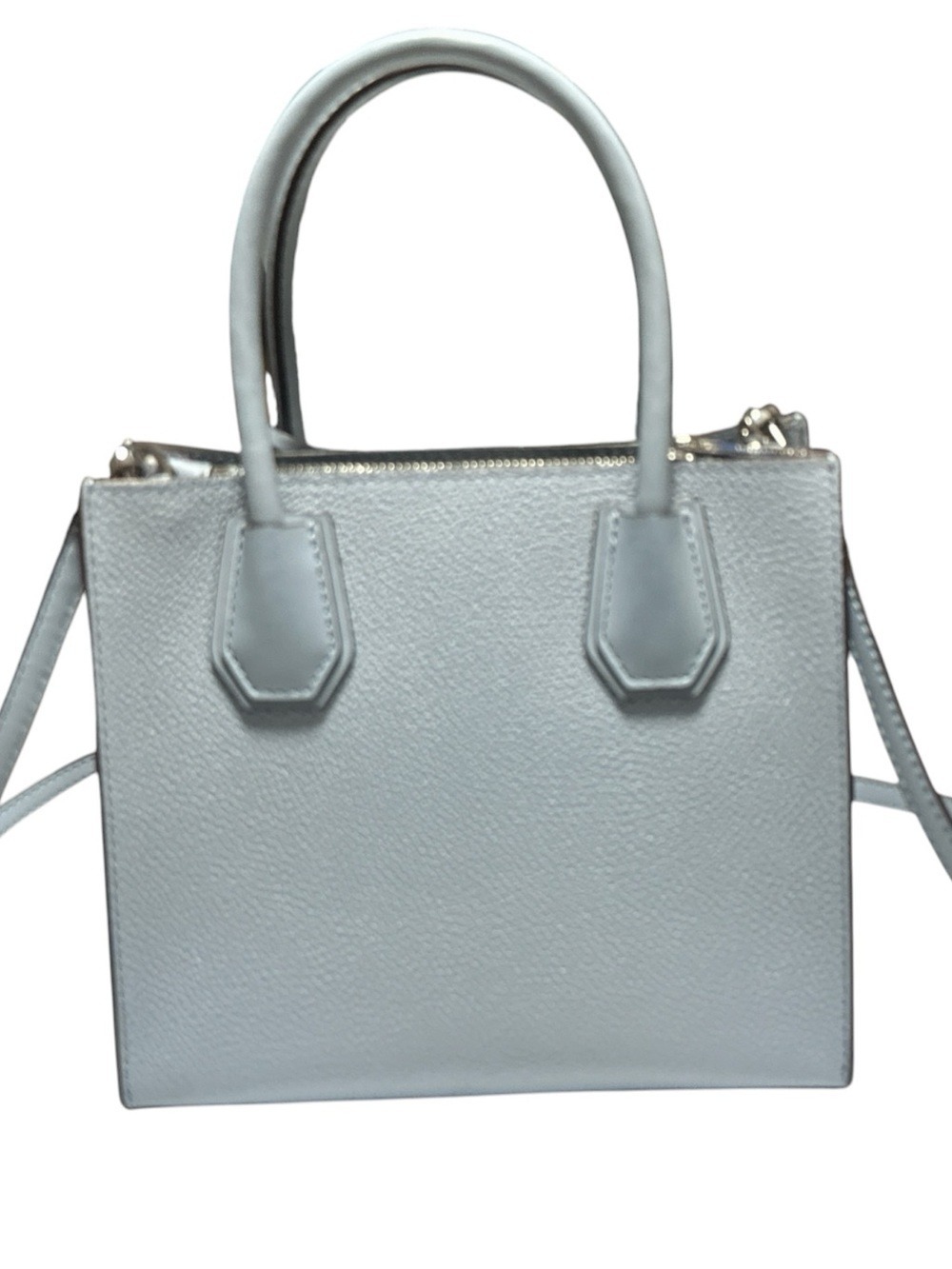 Michael Kors Mercer Light Blue Pebbled Leather Satchel Crossbody Bag - Picture 2 of 8